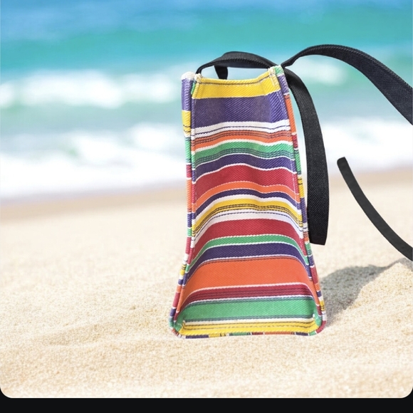 Kate Spade Vintage New York Striped Canvas Tote Bag. - Picture 4 of 16